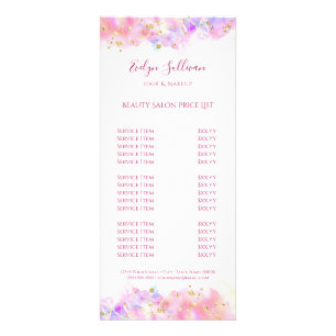 pastel watercolor glitter price list rack card