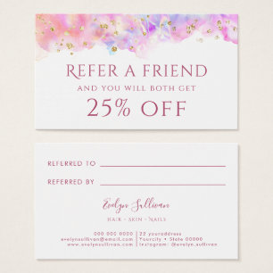 pastel watercolor glitter Referral Card