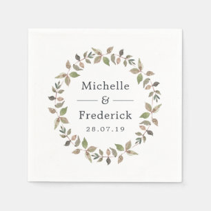 Pastel Watercolor Greenery Wedding Napkin