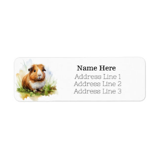 Pastel Watercolor Guinea Pig Return Address