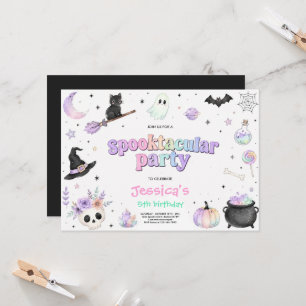 Pastel Watercolor Halloween Birthday Party Invitation