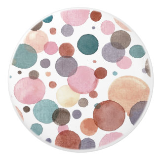 Pastel Watercolor Hand Painted Polka Dot Decor Ceramic Knob