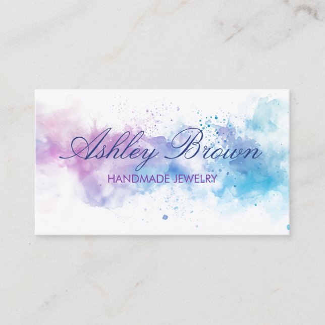 Pastel Watercolor Handmade Jewellery  Business Card (Front)