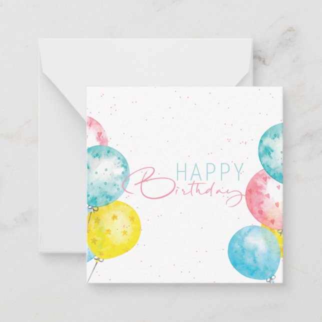 Pastel watercolor Happy Birthday Bright Beautiful Card (Front)