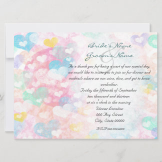 Pastel Watercolor Hearts Rehearsal Dinner Invites