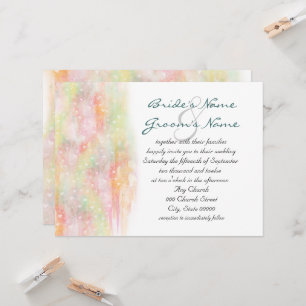 Pastel Watercolor Hearts Wedding Invites