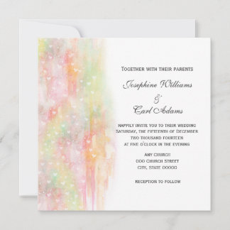 Pastel Watercolor Hearts Wedding Invites