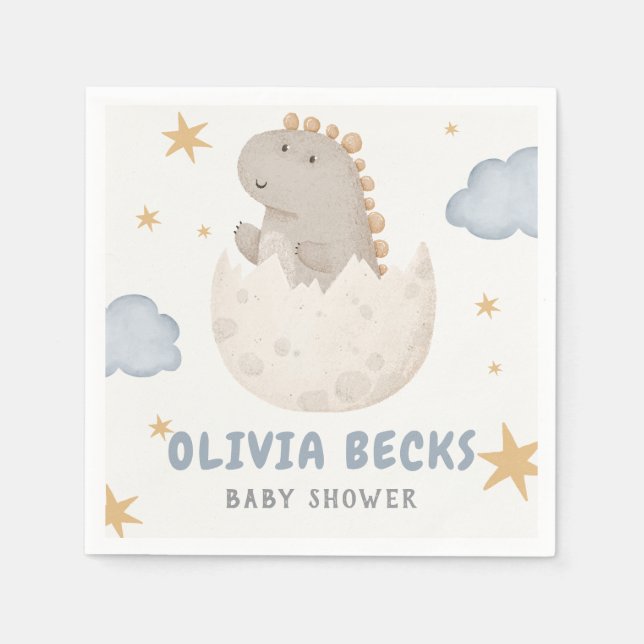 Pastel Watercolor Illustrative Baby Shower Napkin (Front)