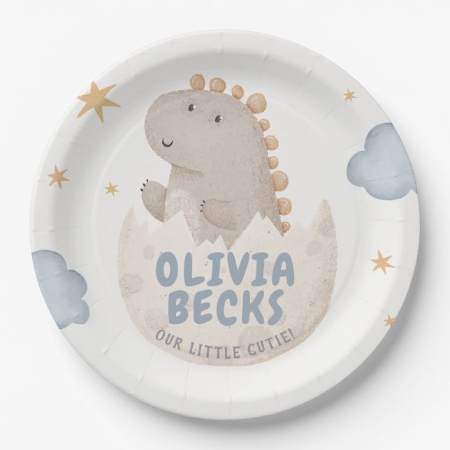 Pastel Watercolor Illustrative Baby Shower Paper Plate (Front)