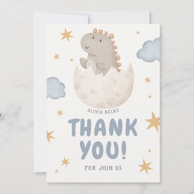 Pastel Watercolor Illustrative Baby Shower Thank You Card (Front)
