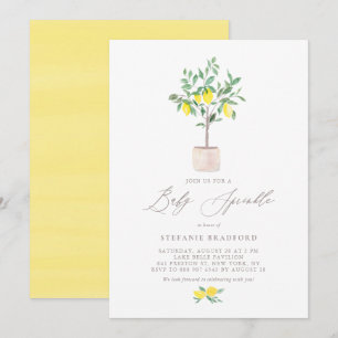 Pastel Watercolor Lemon Tree Summer Baby Sprinkle Invitation