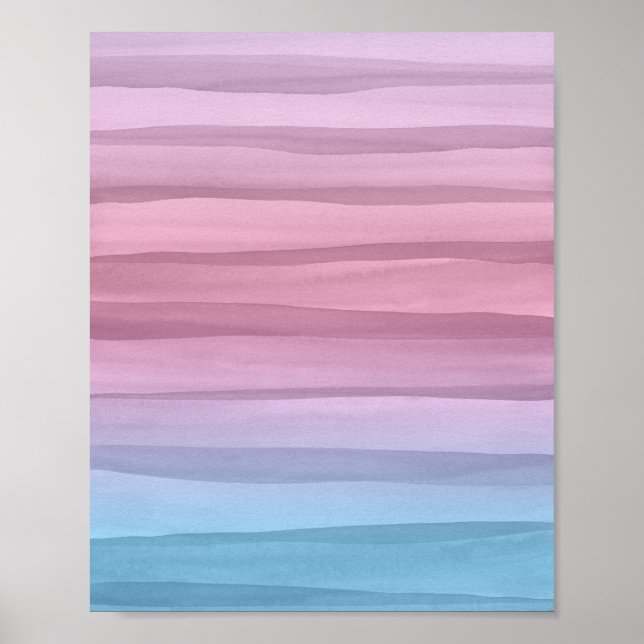 Pastel Watercolor Lines Abstract Art Poster (Front)
