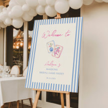 Pastel Watercolor Mahjong Stripes Bridal Welcome
