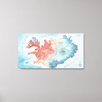 Pastel Watercolor Map of Iceland's Golden Circle 