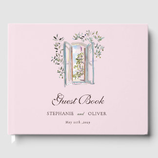 Pastel Watercolor Mediterranean Italian Wedding Guest Book