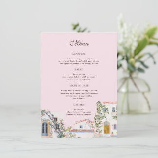 Pastel Watercolor Mediterranean Italian Wedding Menu