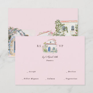 Pastel Watercolor Mediterranean Italian Wedding  RSVP Card