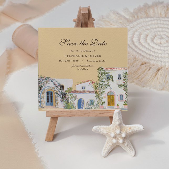 Pastel Watercolor Mediterranean Save The Date (Creator Uploaded)