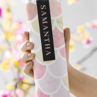 Pastel Watercolor Mermaid Scales Pattern With Name