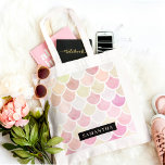 Pastel Watercolor Mermaid Scales Pattern With Name Tote Bag<br><div class="desc">Pastel Watercolor Mermaid Scales Pattern With Name</div>