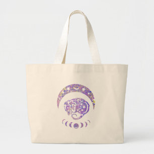Pastel Watercolor Moon Possum Large Tote Bag