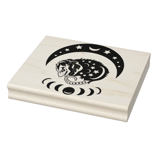 Pastel Watercolor Moon Possum Rubber Stamp (Stamp)