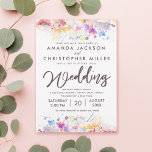 Pastel Watercolor Multicolored Floral Wedding Invitation<br><div class="desc">Watercolor pastel floral wedding invitation features handwritten "Wedding" typography. The floral watercolor design has a wash effect creating a soft feel. For further customization, please click the "Customize" button and use our design tool to modify this template. The text styles and colors are changeable. If you prefer a different paper...</div>