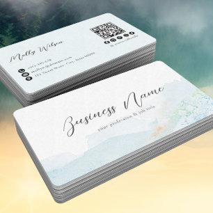 Pastel Watercolor Nature QR Code Social Media  Business Card