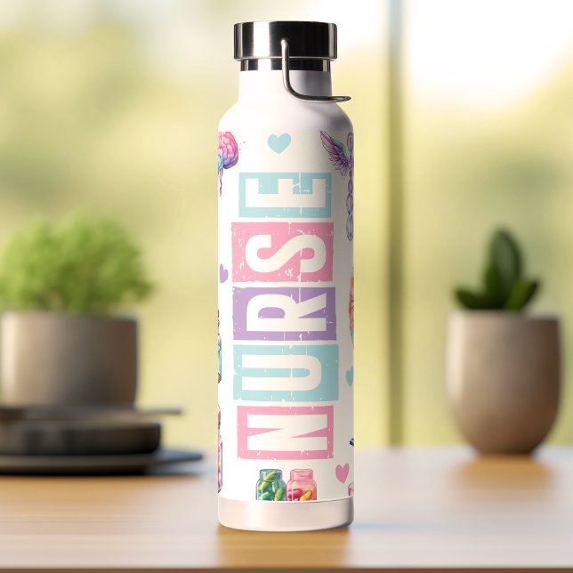 Pastel Watercolor Nurse Water Bottle (Creator Uploaded)