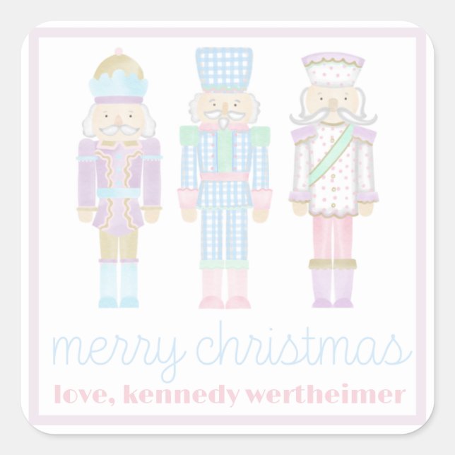 Pastel Watercolor Nutcracker Gift Sticker (Front)