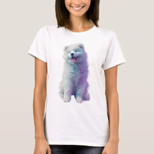 Pastel Watercolor Painted Samoyed Dog Women T-Shirt