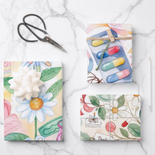 Pastel Watercolor Pharmacy Thanks Pharm Hero Wrapping Paper Sheet