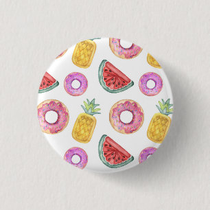 Pastel Watercolor Pool Float Pattern 3 Cm Round Badge
