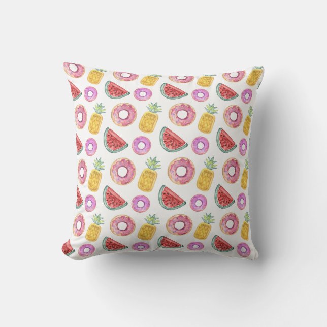 Pastel Watercolor Pool Float Pattern Cushion (Front)