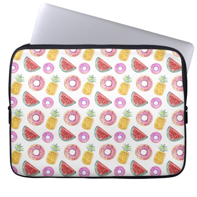 Pastel Watercolor Pool Float Pattern Laptop Sleeve (Front)