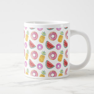 Pastel Watercolor Pool Float Pattern Large Coffee Mug