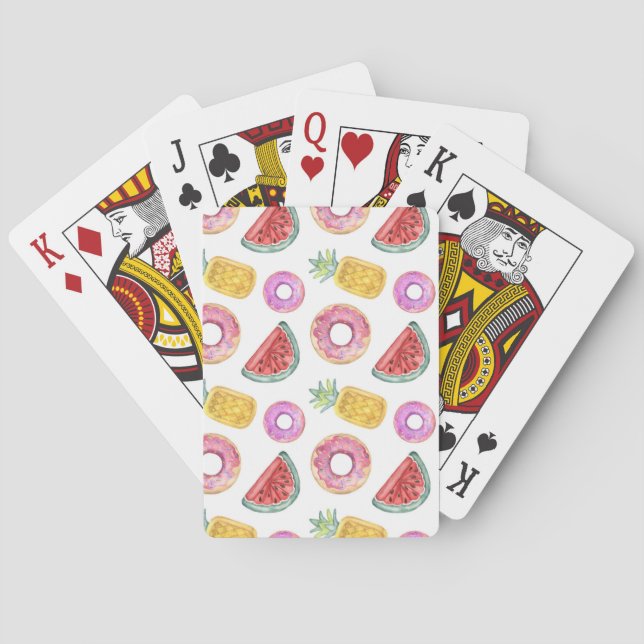 Pastel Watercolor Pool Float Pattern Playing Cards (Back)