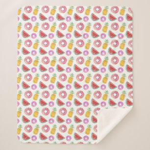 Pastel Watercolor Pool Float Pattern Sherpa Blanket