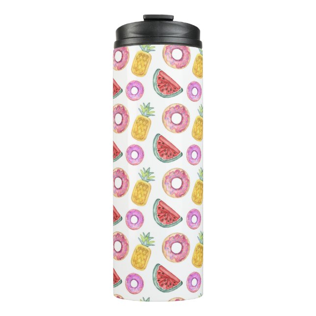 Pastel Watercolor Pool Float Pattern Thermal Tumbler (Front)