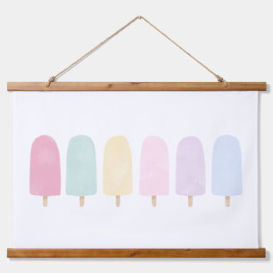 Pastel Watercolor Popsicle Girls Room Hanging Tapestry