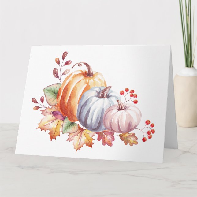 Pastel Watercolor Pumpkins Card (Front)