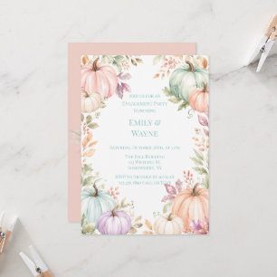 Pastel Watercolor Pumpkins Engagement Party Invitation
