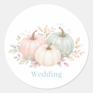 Pastel Watercolor Pumpkins Wedding Classic Round Sticker