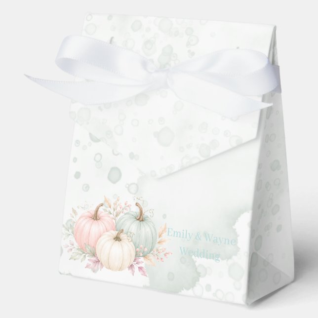 Pastel Watercolor Pumpkins Wedding Favour Box (Front)