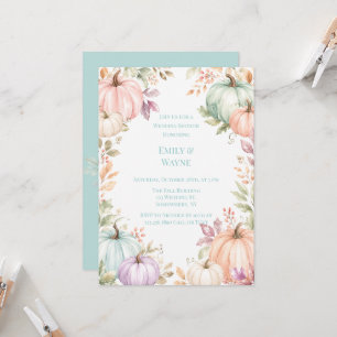 Pastel Watercolor Pumpkins Wedding Shower Invitation