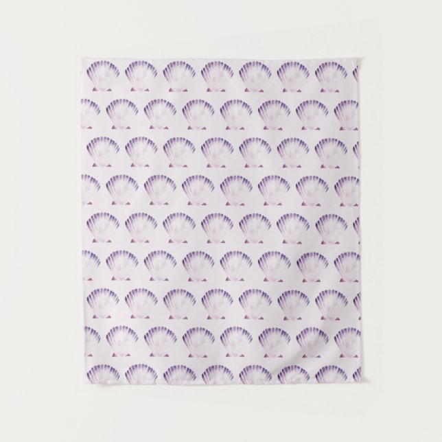 Pastel Watercolor Purple Shell Tapestry (Front)