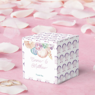 Pastel Watercolor Purple Shells Seaside Wedding Favour Box