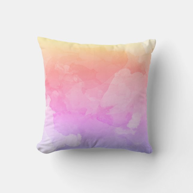 Pastel Watercolor Purple Yellow Cushion (Front)