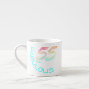Pastel Watercolor Rainbow 55 Year-Old Birthday Espresso Cup
