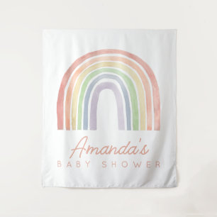 Pastel Watercolor Rainbow Baby Shower Backdrop Tapestry